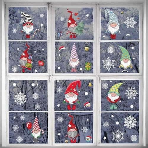 Weihnachten Fensteraufkleber Roter LKW Weihnachten Fensteraufkleber Urlaub Fensteraufkleber Fensteraufkleber Weihnachten Große Glasaufkleber für Glasfenster (Kleiner Zwerg-A)