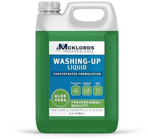 McKLords Professional Aloe Vera Washing Up Liquid 2.5L - Concentrated Formula for Sparkling Clean Dishes - Hygienically Cleans & Cuts Through Grease - Ideal for Home, Kitchen & Commercial Use