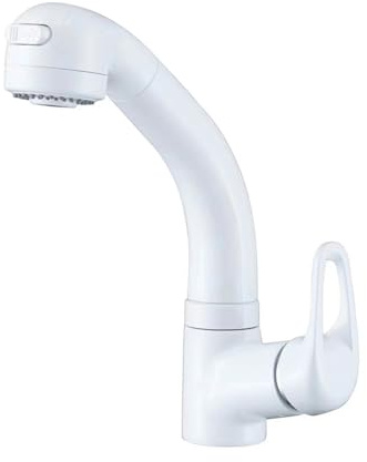 SXWYLZ Rubinetto Lavabo con Doccetta Estraibile Bianco, Girevole a 360°, Regolabile in Altezza, Miscelatore Bagno a 2 Modalità, Maniglia Singola, Acqua Calda e Fredda
