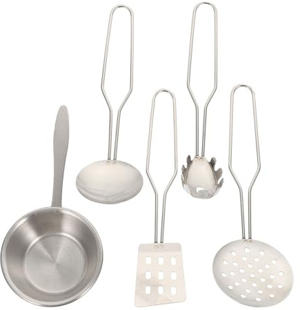 WEKAMOS ’s Kitchen Playset 5pcs Cooking Utensils Set with Soup Ladle, Skimmer, and Spatula – Mini Pretend Playhouse Cooking Tools for ’ Role Play and Home Kitchen Supply