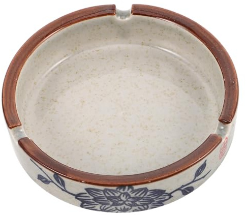 Luxshiny Ceramic Windproof Ashtray Tabletop Cigarette Tray Accessories Indoor Outdoor Smoking Ash Holder Bowl for Office Home Patio Use