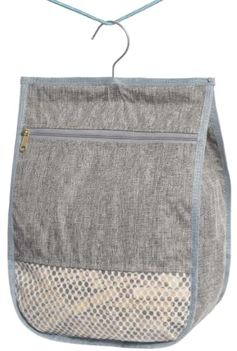 KFSCIP Pegs for Washing Line, Peg Bag with Zipper Closure, Grey Hanging Storage for Laundry Organisation, Durable Fabric Construction, Suitable for Indoor and Outdoor Use