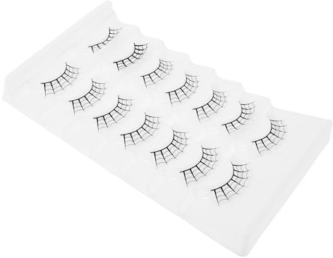 Alipis Fake Eyelashes Artificial Eyelashes Black Fiber 7 Pairs with Intricate Cutout Designs Comfortable Wear for Halloween Festival Makeup and Stage Performances for Women