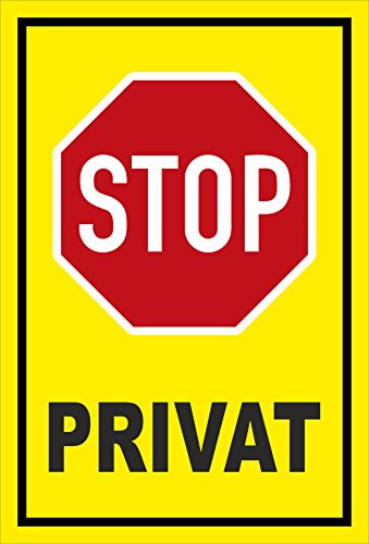 Melis-Folienwerkstatt Schild Stop - Privat – 30x20 cm – 3mm Aluverbund – mehrere Größen/Materialien