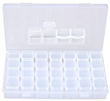 Siming Sortierbox transparent (leer) 28Fächer,Abnehmbar Zweisitzer Perlen Box