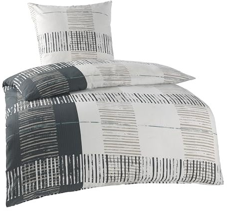 BaSaTex Seersucker Bettwäsche Baumwolle Set 2teilig 135x200 + 80x80 cm Kissenbezug | Öko-Tex Zertifiziert | Bettgarnitur mit Struktur | Design Elias