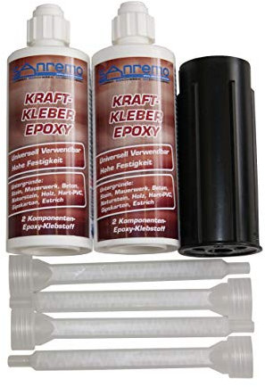KRAFTKLEBER EPOXY 280ml + 4 Mischdüsen + Auspressstössel 2-Komponenten Klebstoff Epoxidharz Kleber