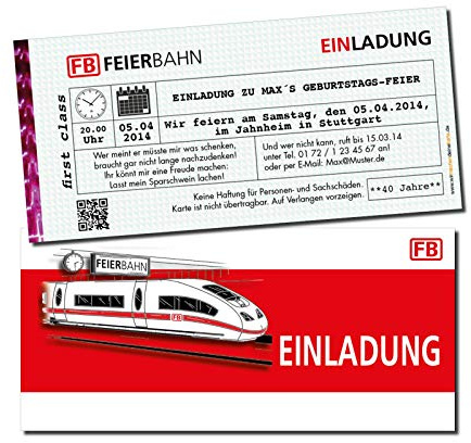 Einladung Einladungskarte Geburtstag (30 Stück) Feierbahn individuell