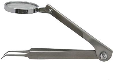 Lupenpinzette Pinzette Splitterpinzette mit Lupe 13 cm - gewinkelt