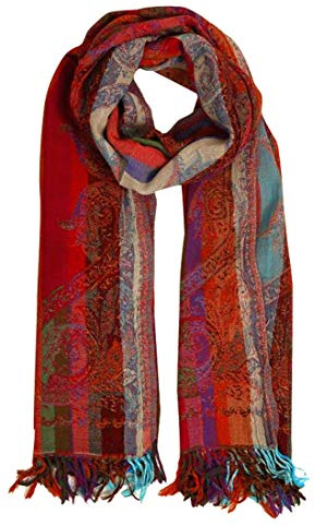 Lorenzo Cana Luxus Damenschal Stola 70 cm x 180 cm Wollschal jacquardgewebter Schal 100% Wolle vom Merinolamm Mehrfarbig Pashmina Naturfaser 7857311