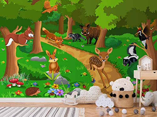 Oedim Fotomural Infantil Vinilo para Pared Animales en el Bosque | Mural | Fotomural Infantil Vinilo Decorativo | 600 x 300 cm | Decoración comedores, Salones, Habitaciones