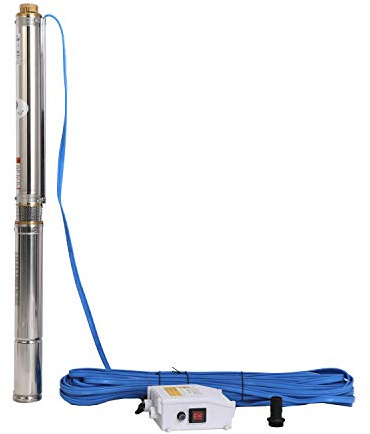 SHYLIYU Submersible Pumps 3 OD Pipe 220-240V/60HZ 0.75KW 1HP Stainless Steel 1 Outlet Submersible Bore Pump Deep Well Pump with Control Box for Farm Irrigation