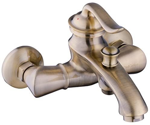 PaulGurkes Bronze Badewannenarmatur Messing Antik mit Umsteller Retro Nostalgie Mischbatterie Einhandmischer für Badewanne 2-Wege