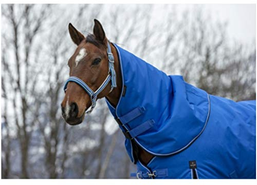 Collo per coperta in vimini, 200 g, imbottitura 1200D TYREX EquiTheme blu/nero pony