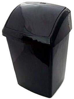 Optimal Products Swing Bins Plastic Swing Top Rubbish Waste Bin Office Bedroom Kitchen Paper Dustbin Trash Bin Swing Lid (Black, 30l Litre)