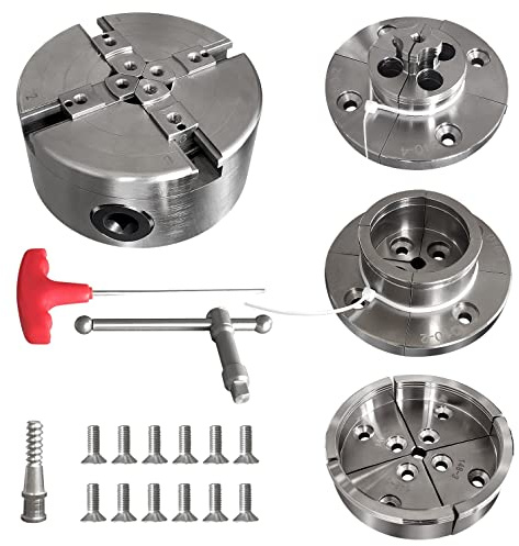 Wood Lathe Chuck Set 1 x 8 tpi， 4 inch 4 jaw self-Centering Woodturning Chuck for Lathe