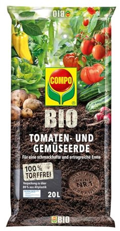 COMPO BIO Tomaten- und Gemüseerde, Für alle Gemüsekulturen, Torffrei, 20 Liter