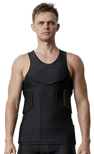 Topeter Homme Résistant aux Chocs Gilet de Compression Sport Noir M