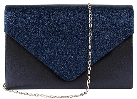 MEGAUK Damen Clutch Glitzer Elegant Abendtasche Glänzend Handtasche Envelope Tasche Strass Unterarmtasche mit Kette für Hochzeit Wedding Prom Party