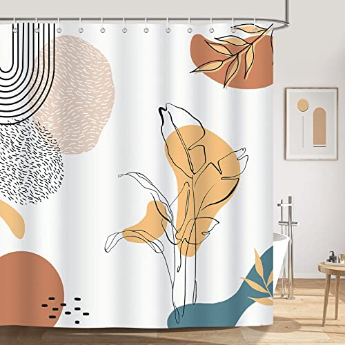 Bonhause Duschvorhang Boho Moderne Abstrakt Kunst Mid Century Duschvorhänge 180 x 200 cm Anti-Schimmel Wasserdicht Polyester Stoff Waschbar Bad Vorhäng für Badzimmer mit 12 Haken