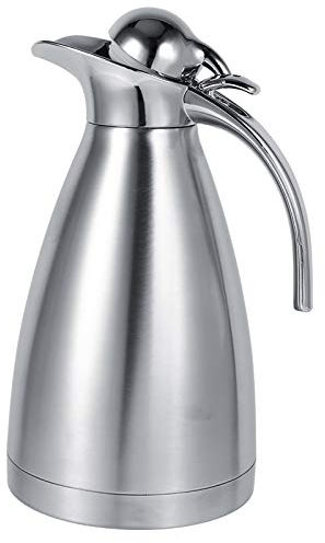 Jerliflyer Cafetière, Carafe Airpot Isotherme Thermos Urne en Acier Inoxydable Vide Thermique Pot Flacon pour Café, Eau Chaude, Thé, Boisson(1.5L-argenté)