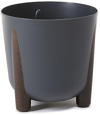 KAGM Pflanztopf Blumentopf mit Füßen Blumenkübel Pflanzkübel Wasserspeicher Ø 29,5cm / Höhe: 28,3cm Anthrazit