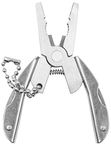 NUZAMAS Multitool-Zange, Schlüsselanhänger, Schraubendreher, Edelstahl, für den Außenbereich, tragbar, Mini-Multitool-Zange