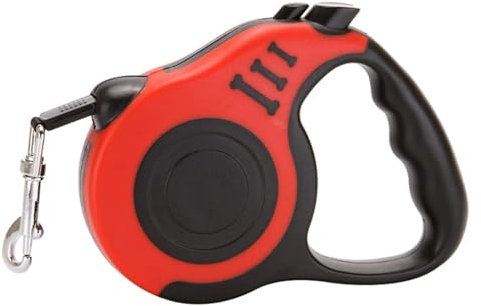 Automatische Hunde- Und Katzenleine for Kleine Tiere, Lange Hundeleine, rutschfest, Weicher Gummigriff, Verhedderungsfrei, 5 M Ausziehbare Leine, for Kleine Mittelgroße Hunde (Color : Rouge, Size :