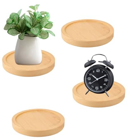 WOPPLXY Pflanzenregal Wand 4er Set, Durchmesser Ø15cm Wandregal Pflanzen, Wandregal Rund aus Holz für Wohnzimmer, Schlafzimmer, Büro, Küche