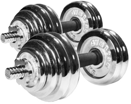 GymBeam Set Manubri 30 kg, Manubri Palestra Regolabili in Ghisa Resistente con 16 Piastre Peso, Ideale per Allenamenti di Forza, Pesi Palestra per Aumentare Massa Muscolare, Adatto a Tutti Livelli