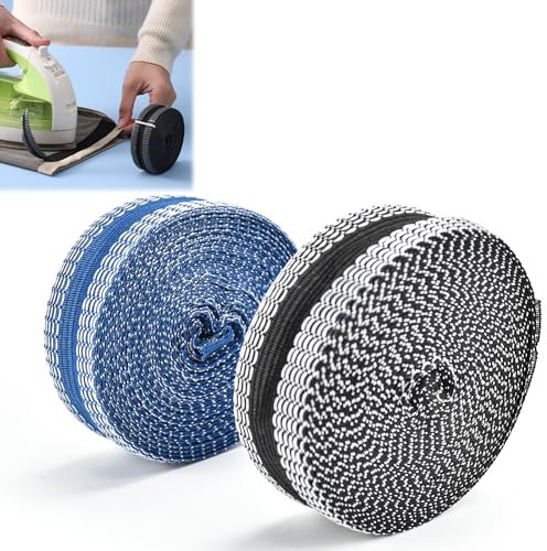 CAREDGO Saumband zum Aufbügeln, 2pcs Bügelband Gardinen Kürzen 2.5cm * 10M Bügelsaumband Hose Kürzen ohne Nähen Nahtband aus Poly Saumband zum Bügeln Waschfest Formband für Hosen, Vorhänge, Kleidung