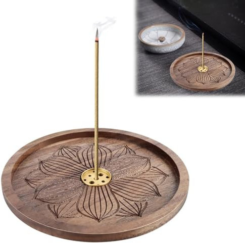 MHDUYEG Räucherstäbchen Halter Holzlotus Räucherstäbchenhalter, Incense Holder Lotus Stick Räuchergefäß Weihrauchhalter Brenner Incense Sticks Meditation Zubehör 6 Loch Weihrauchbrenner Duft Zubehör