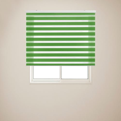 Verdunklungsrollo ohne Bohren 110 x 320 cm Hitzeschutz, Sichtschutz Duo Rollo Klemmrollo inklusive Montagematerial für Tür & Fenster, Grün