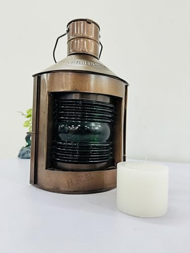 Starboard Ship Lanterns Candle Copper Finish Nautical Green Fresnel Lenses Boat Light Ship Lamp