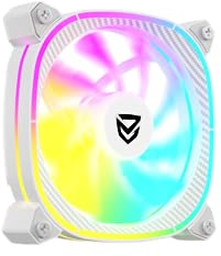 Nfortec ventilador de alto rendimiento Blanco, ATRIA X 120mm Fan RGB,DC 12V(FAN) 5V(LED),80-1800RPM,4-pin PWM & 3-pin ARGB,silencioso para refrigeración líquida Atria X White
