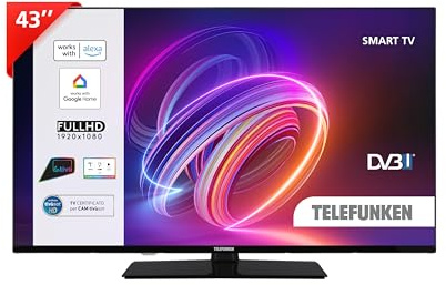 TELEFUNKEN Smart TV 43 Full HD TE43750B45I2KZ TV LED 43, compatible avec Alexa et Google Assistant, DVB-I, DVB-T2, Dolby Vision HDR10, Dolby Audio