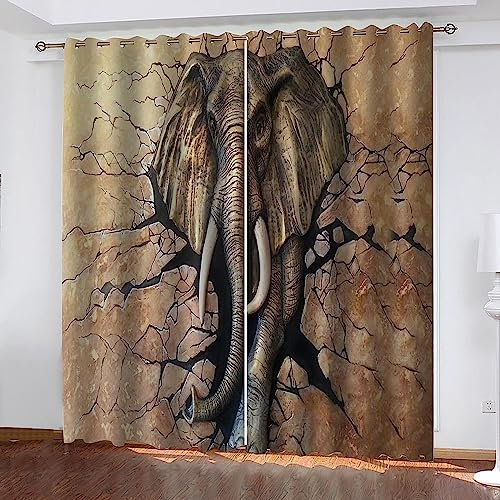 Verdunkelungsvorhänge Kräuselband Tierischer Elefant Set Kindergardinen Mädchen Verdunkelungsvorhänge Mit Ösen Blickdichter Kinderzimmer Schlafzimmer Vorhang-8T7D5T9X3L0