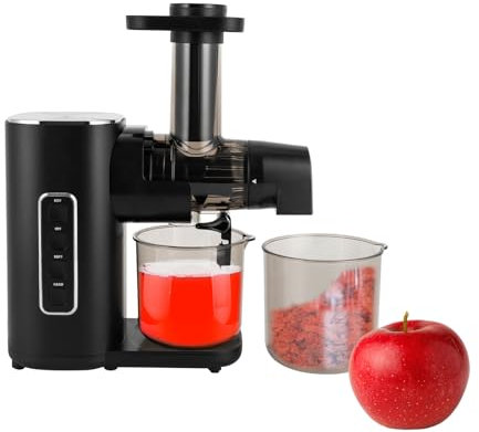 Entsafter und Obst 150W mit 2 Tassen (0.6L/je),Geschwindigkeitsmodi Slow Juicer Für Äpfeln, Orangen, Wassermelonen, Karotten (Schwarz)
