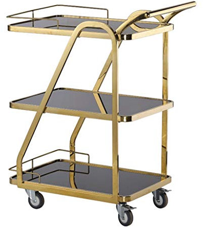 SmPinnaA T-Barwagen, Rollender Weinservierwagen, Verspiegelter Getränkewagen, 3-Stöckiger Wagen Mit Rädern, Roségold