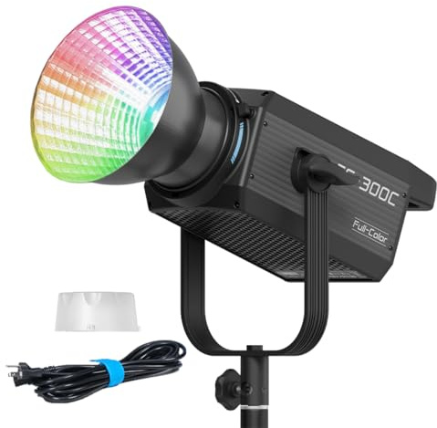 NANLITE Luz de video continua RGB FS-300C, temperatura de color de 2500 K a 7500 K, 34.200 lux @ 1 m (con reflector), compatible con control de aplicación, refrigeración silenciosa para entrevistas