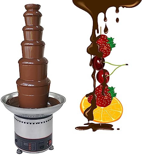 LZDOYY Chocolate Fondue Fountain,Electric Chocolate Melting Machine,Stainless Steel Party Fountain,Hot Chocolate Fountain Pot for Nacho Cheese,BBQ Sauce,Ranch,Liqueurs,6floors