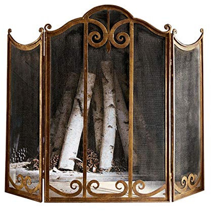 NSTVVEE Pare-étincelles de cheminée, Grille de Pare-feu en Fer Finition Bronze, Pare-feu pour cheminée et poêle, Pare-feu autoportant pour cheminée - 45 × 35,4 Pouces