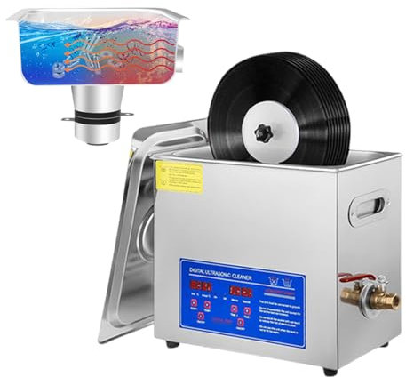 pealiritansemen Professional Cleaning Tool Of Vinyl Records, 6 L Stainless Steel Material Record Cleaner, 0-30 Minutes Timer, With Record Holder & Washing Basket