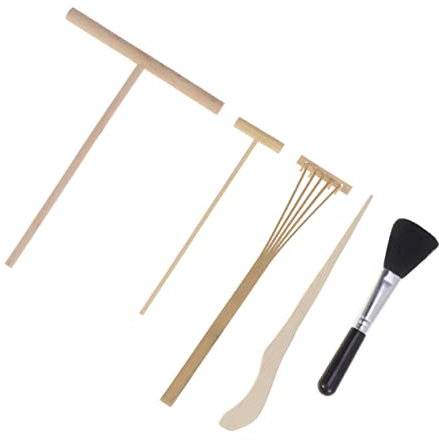 BESTonZON 5 Teiliges Set Zahnrechen Zen Gartenwerkzeugset Japanisches Rechenset Mikrolandschafts Gartenwerkzeug Mini Gartenrechen Minimalistisches Gartenwerkzeug Traditionelles