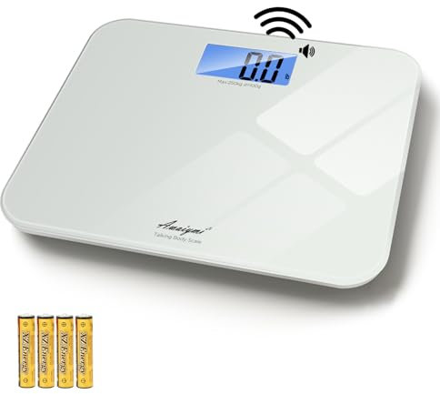 Awaiymi Talking Scales for Body Weight, Highly Accurate Digital Talking Bathroom Scale with Large LCD Screen, Auto On & Off, Talking Scales for Visually Impaired or Elderly, Includes Batteries, 551 LB