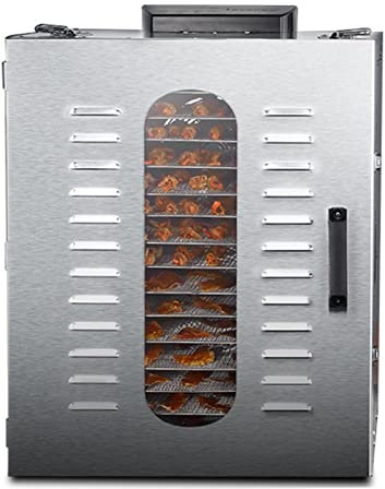 IUBGFTO Commercial Food Dehydrator, 16 Trays Stainless Steel Electric Beef Jerky Machine with Digital Timer and Temperature Control Air Circulation Heating, for Herb, Meat, Beef, Fruit
