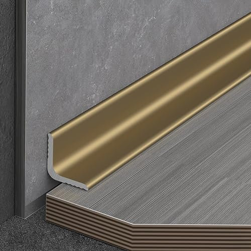 Raouoae Sockelleiste Deckenleisten Wandleiste Eckleiste Bodenleiste 135 cm * 2 Stück Fliesenleisten Eckprofil Aus Aluminiumlegierung Für Küche Und Bad(Gold,Breite: 8mm)