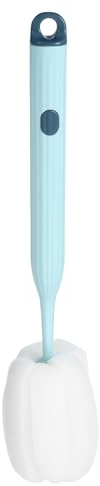 PATIKIL 10.7 Inch Bottle Soft Brush, 1 Pcs Soft Sponge Bottle Cleaner with White Plastic Long Handle Cup Brush Scrubber for Vase Bottle Pot Wine Glass Cup Mugs, Light Blue