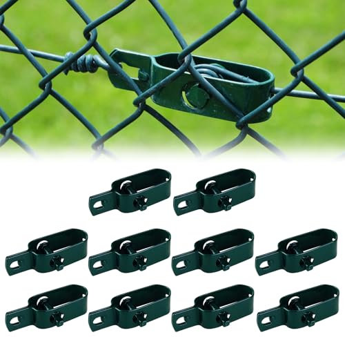 Tendifilo per Recinto, 10 Pezzi Tenditore del Filo in Acciaio, Tendifilo per Recinto Recinzioni, Tendifili per Recinzione Rete, Regolatore Filo da Giardino, Rete Metallica, Giardinaggio, Home (Verde)