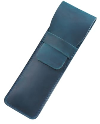 YISENJEE Stift Etui Handgemachte Stifthülle Aus Rindslederimitat, Stiftetasche, Schutzhülle - 2 Stifte 165mm*50mm - Blau